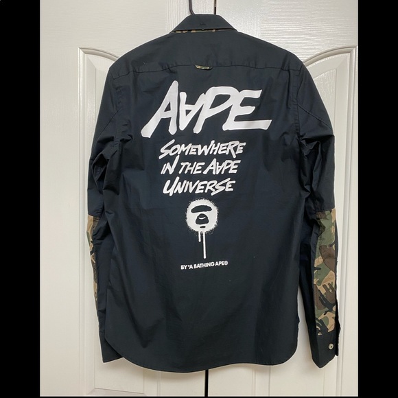 Aape camo stitching long sleeve button up - Picture 2 of 8